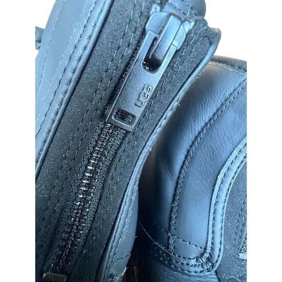 UGG ULTRA BLACK MATTE NEUMEL PLATFORM LEATHER WOOL BOOTS 10 WOMEN MSRP $225 - Picture 7 of 13